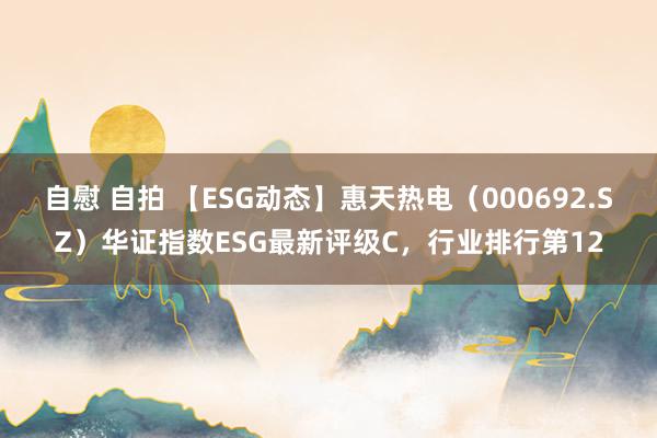 自慰 自拍 【ESG动态】惠天热电（000692.SZ）华证指数ESG最新评级C，行业排行第12