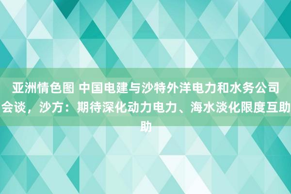 亚洲情色图 中国电建与沙特外洋电力和水务公司会谈，沙方：期待深化动力电力、海水淡化限度互助