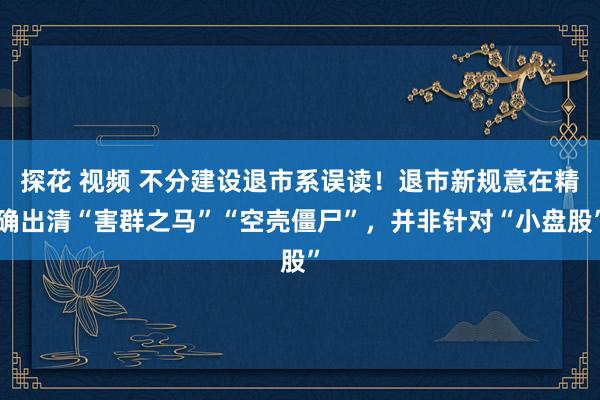 探花 视频 不分建设退市系误读！退市新规意在精确出清“害群之马”“空壳僵尸”，并非针对“小盘股”