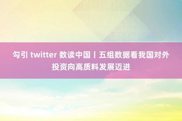 勾引 twitter 数读中国丨五组数据看我国对外投资向高质料发展迈进