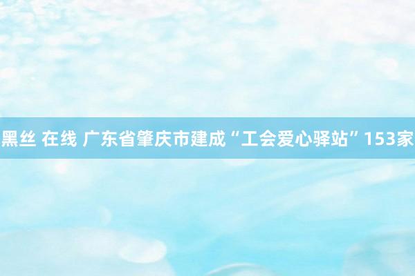 黑丝 在线 广东省肇庆市建成“工会爱心驿站”153家