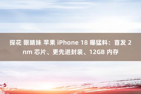 探花 眼睛妹 苹果 iPhone 18 曝猛料：首发 2nm 芯片、更先进封装、12GB 内存