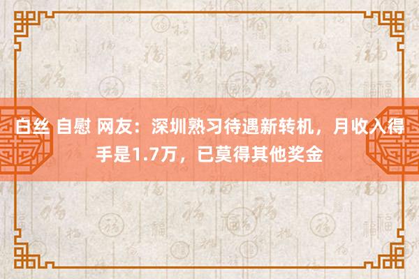 白丝 自慰 网友：深圳熟习待遇新转机，月收入得手是1.7万，已莫得其他奖金