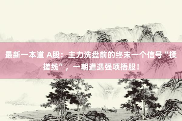 最新一本道 A股：主力洗盘前的终末一个信号“揉搓线”，一朝遭遇强项捂股！