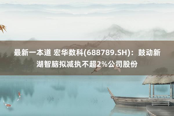 最新一本道 宏华数科(688789.SH)：鼓动新湖智脑拟减执不超2%公司股份