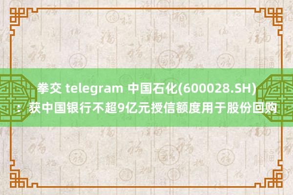 拳交 telegram 中国石化(600028.SH)：获中国银行不超9亿元授信额度用于股份回购