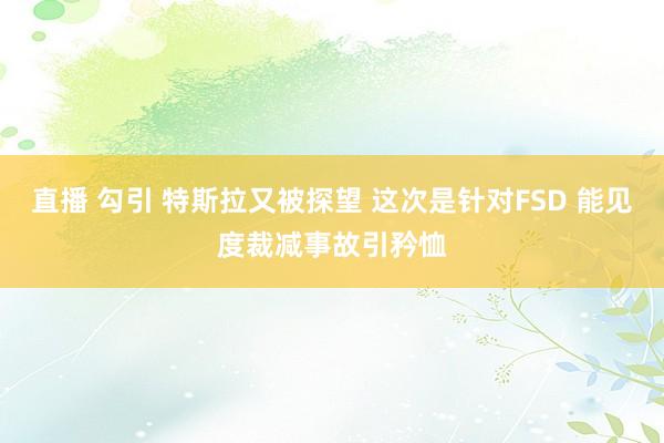 直播 勾引 特斯拉又被探望 这次是针对FSD 能见度裁减事故引矜恤