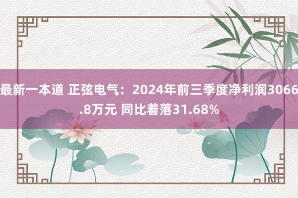 最新一本道 正弦电气：2024年前三季度净利润3066.8万元 同比着落31.68%