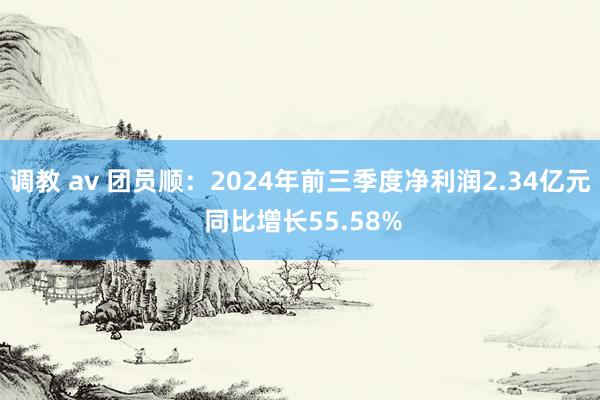 调教 av 团员顺：2024年前三季度净利润2.34亿元 同比增长55.58%