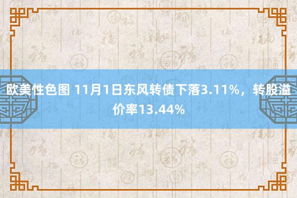 欧美性色图 11月1日东风转债下落3.11%，转股溢价率13.44%