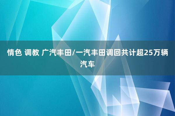 情色 调教 广汽丰田/一汽丰田调回共计超25万辆汽车