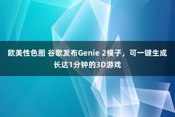 欧美性色图 谷歌发布Genie 2模子，可一键生成长达1分钟的3D游戏