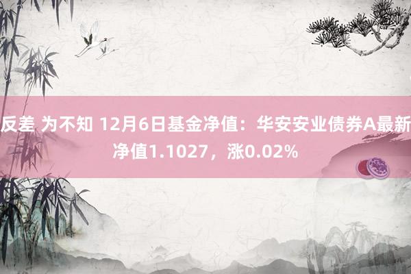 反差 为不知 12月6日基金净值：华安安业债券A最新净值1.1027，涨0.02%