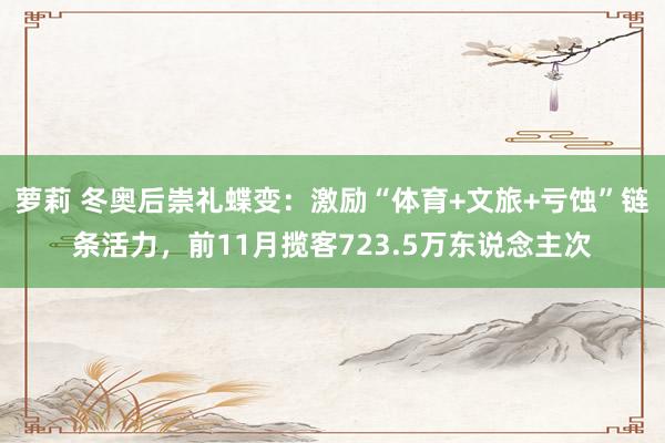 萝莉 冬奥后崇礼蝶变：激励“体育+文旅+亏蚀”链条活力，前11月揽客723.5万东说念主次