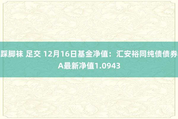 踩脚袜 足交 12月16日基金净值：汇安裕同纯债债券A最新净值1.0943