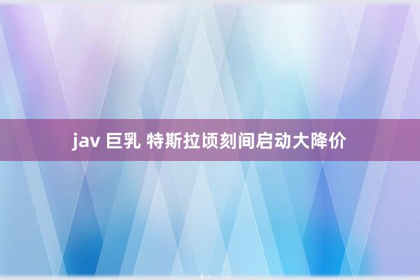 jav 巨乳 特斯拉顷刻间启动大降价