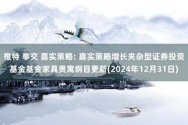 推特 拳交 嘉实策略: 嘉实策略增长夹杂型证券投资基金基金家具贵寓纲目更新(2024年12月31日)