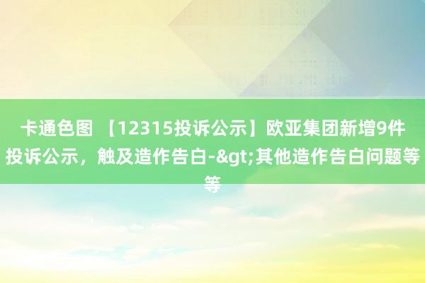 卡通色图 【12315投诉公示】欧亚集团新增9件投诉公示，触及造作告白->其他造作告白问题等