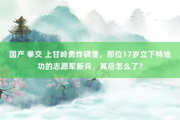 国产 拳交 上甘岭勇炸碉堡，那位17岁立下特地功的志愿军新兵，其后怎么了？