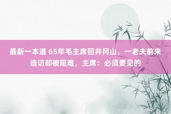 最新一本道 65年毛主席回井冈山，一老夫前来造访却被阻难，主席：必须要见的