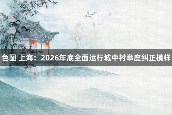 色图 上海：2026年底全面运行城中村举座纠正模样