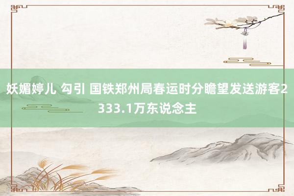 妖媚婷儿 勾引 国铁郑州局春运时分瞻望发送游客2333.1万东说念主