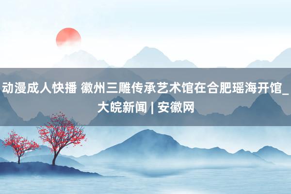 动漫成人快播 徽州三雕传承艺术馆在合肥瑶海开馆_大皖新闻 | 安徽网